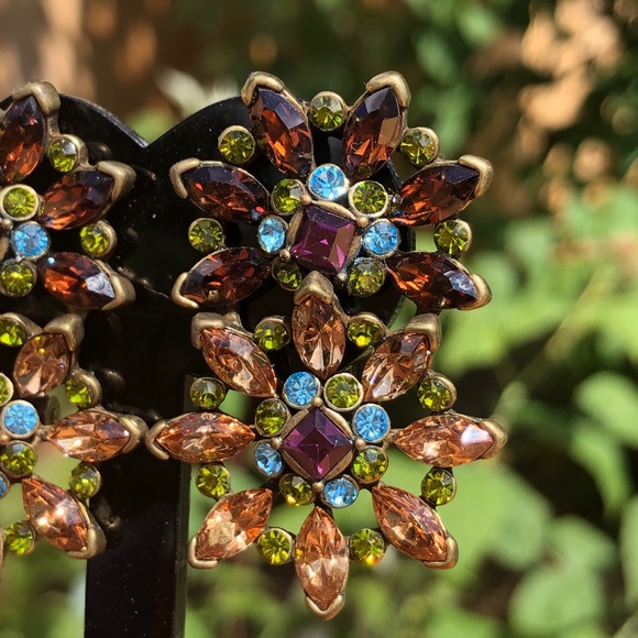 Heidi Daus “Whimsical Floral” EARLY Vintage flower clip earrings in Original box - Picture 6 of 12